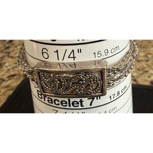 Napier Bracelet Silver Tone Ornate Design W/5 Chain Band Vintage Signed